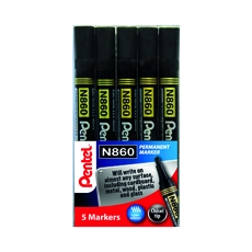 Pentel Chisel Tip Marker Blk Pk5