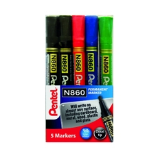 Pentel Chisel Tip Marker Astd Pk5