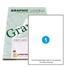 P1E Graphic Laser labels 210mm x 297mm 1/Sheet Pack of 100