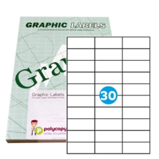 P30E Graphic Laser labels 70mm x 29mm 30/Sheet Pack of 100