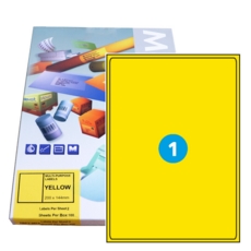 A0 Yellow Graphic Laser labels 199 x 287mm 1/Sheet Pk 100