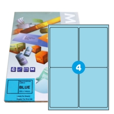 A4 Blue Graphic Laser labels 99.1 x 139mm 4/Sheet Pk 100