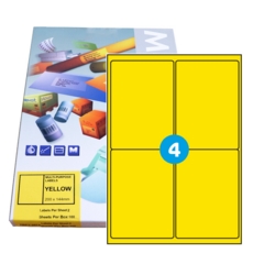 A4 Yellow Graphic Laser labels 99.1 x 139mm 4/Sheet Pk 100