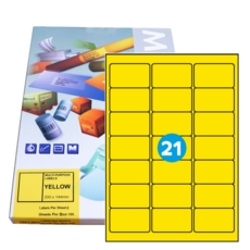 A21 Yellow Graphic Laser label 63.5 x 38.1mm 21/Sht Pk 100