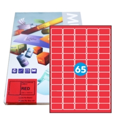 A65 Red Graphic Laser labels 38.1 x 21.2mm 65/Sheet Pk 100