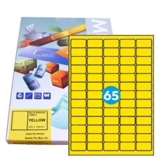 A65 Yellow Graphic Laser label 38.1 x 21.2mm 65/Sht Pk 100