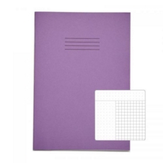 Rhino A4 CORNELL Exercise Book 80Pg 5mm Sq + Dot Grid Purple