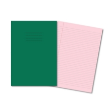 A4 SEN Exercise Books 8mm FM Pink Pages, Dk Green Cover