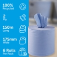 Centrefeed Blue Roll - Super Strong 2-ply (pk of 6)