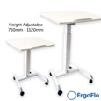 ErgoFlo Height Adjustable LaptopTable 600mm x520mm WHITE