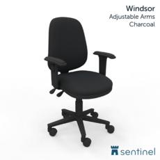Windsor Highback Op Chair C/W Height Adjustable Arms Black
